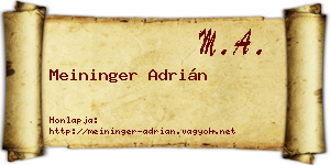 Meininger Adrián névjegykártya